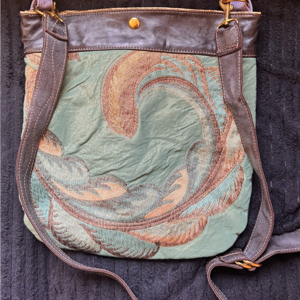 RebyC Handcrafted Elegant Green and Brown Crossbody